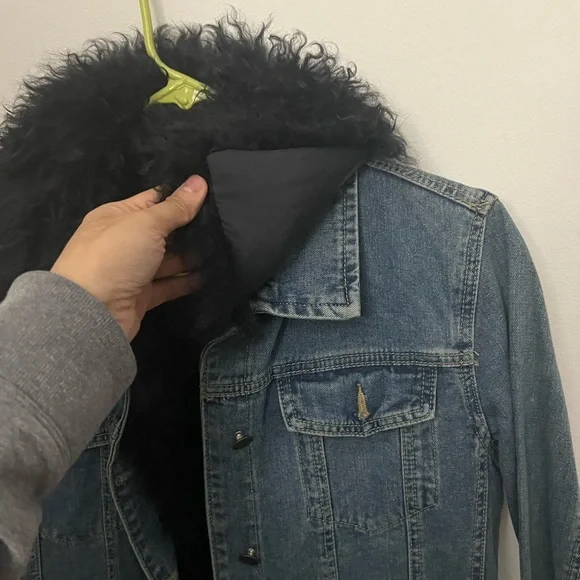 Linda Richards Luxury - Denim Jack with Removable Genuine Fur - Size S - No Flaw - Picture 4 of 10